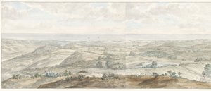 Panorama vanha Collis Minervalis Yleisnäkymä Collis Minervalisin huipulta (otsikko esineessä) Matkat Italiassa, Sisiliassa ja Maltassa - 1778 (sarjan nimi) tekijältä Louis Ducros
