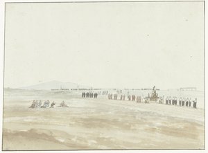 Processie in de omgeving van Cerignola Kulkue lähtee Cerignolasta (nimi esineellä) Matkat Italiassa, Sisiliassa ja Maltassa - 1778 (sarjan nimi) tekijältä Louis Ducros