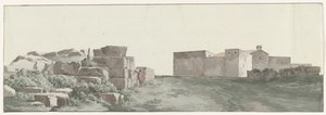 Profiili van de binnenmuren en buitenmuren van de oude stad Manduria Muinaisen Mandurian sisä- ja ulkoseinien profiili (otsikko esineessä) Matkat Italiassa, Sisiliassa ja Maltassa - 1778 (sarjan nimi)