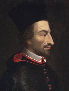 Muotokuva Cornelius Jansenista, nimeltään Jansenius, Ypresin piispa, yksityiskohta (öljy kankaalle tekijältä Louis Dutielt