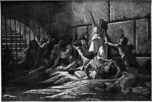 Kaiverrus, joka kuvaa Velledaa, taimien profeettaa, Edouard Fournierin maalauksesta vuodelta 1887.