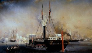 Kuningas Ludvig Philippe I ja Ranskan kuningatar tapaavat kuningatar Victorian ja prinssi Albertin, jotka saapuivat Treportiin 2. syyskuuta tekijältä Louis Eugene Gabriel Isabey