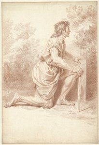 Polvistuva mies, oikealle tekijältä Louis Fabritius Dubourg