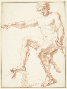 Tutkimus miesalastosta, joka istuu käsivarsi ojennettuna tekijältä Louis Fabritius Dubourg
