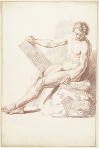 Istuu akatemiassa alasti, valmistelijana tekijältä Louis Fabritius Dubourg