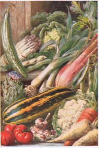 Puutarhavihannekset, kuvitus teoksesta "Garden Ways and Garden Days" (värilitho)