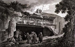 Juudan kuninkaiden hautamonumentti, levy 25 "Voyage Pittoresque" -kirjan III niteestä, Tillardin kaivertama tekijältä Louis Francois (after) Cassas