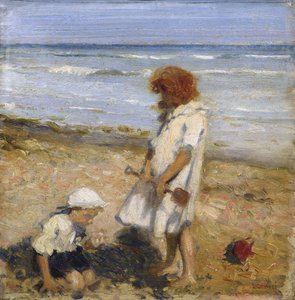 Playing on the Beach (öljy kankaalle) tekijältä Louis Ginnett