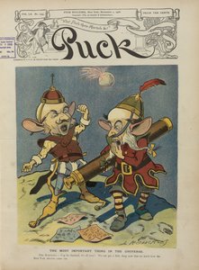 Kiekon kansi, jossa juhlitaan Charles Evans Hughesia, joka valittiin New Yorkin kuvernööriksi vuonna 1906 (aikakauslehti)