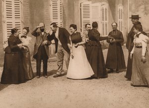 Keskustelevien ihmisten kokoontuminen ulkona, 1937.