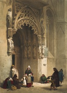Pyhän Sebaldin kirkko, Nürnberg, arkki 12, Haghen luonnossalkusta: Belgia, Saksa", noin 1845-55. tekijältä Louis Haghe