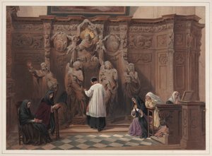 Rippisali, Pyhän Paavalin kirkko, Antwerpen, 1838. tekijältä Louis Haghe