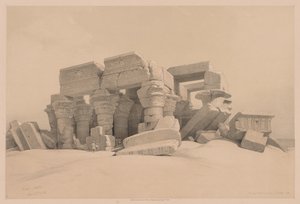 Egypti ja Nubia: Osa I - nro 1, nro 2, Kom Ombon temppelin portikon jäännökset, 1838. tekijältä Louis Haghe