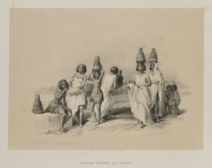 Egypti ja Nubia, osa I: Nubian Women at Kortie, on the Niil, 1847. tekijältä Louis Haghe