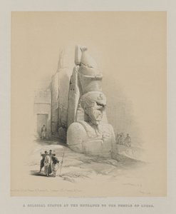 Egypti ja Nubia, osa I: Yksi Ramses II:n kahdesta kolossaalista patsaasta..., 1847. tekijältä Louis Haghe