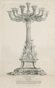 Ilam Hall - kynttelikkö: litografia, 1832 tekijältä Louis Haghe