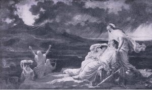 Herculaneum: Vesuviuksen purkaus, kuvitus Maailman parhaiden kirjojen kirjastosta, n. 1940