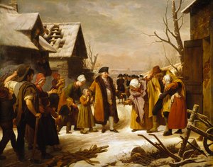 Ludvig XVI jakoi almuja Versaillesin köyhille talvella 1788