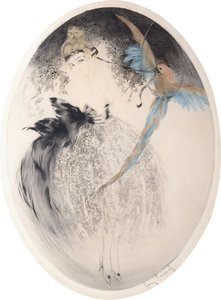 Nainen papukaijan kanssa tekijältä Louis Icart