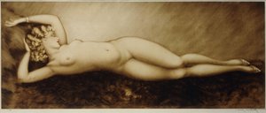 Repose, n. 1934 (etsaus ja kuivakärki, painettu väreinä) tekijältä Louis Icart