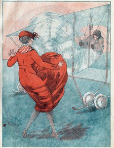 Suotuisa tuuli: helice uteliaita. Louis Icartin (1888-1950) kuvitus toukokuussa 1916 ilmestyneelle "" Le Fantasio" -lehdelle. tekijältä Louis Icart