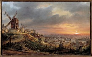 Pariisi Montmartresta katsottuna. Louis Jacques Mande Daguerren (1787-1851) maalaus