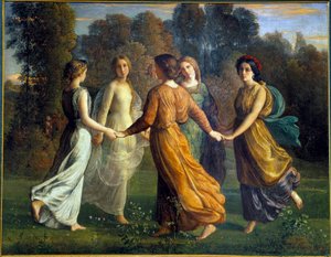 Sielun runo; Auringonsäteet. Anne Francois Louis Janmotin (1814-1892) maalaus