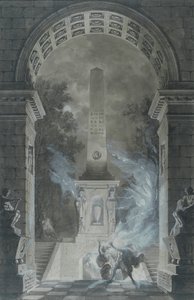 Kohtaus Voltairen (1694-1778) Semiramiksen tragediasta (kynä & muste ja wc paperilla)