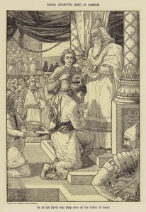 Daavid voiteli kuninkaaksi Hebronissa tekijältä Louis John Rhead