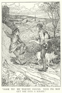 "Hark you! Arvoinen ystäväni, sika saattaa saada sinut raapumaan" (litho) tekijältä Louis John Rhead
