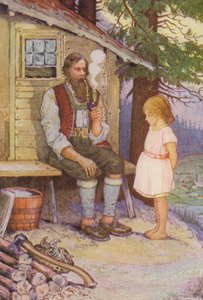 Johanna Spyrin kuvitus Heidiin (värilitro). tekijältä Louis John Rhead