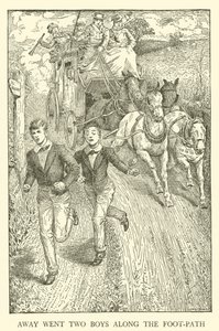 Kuvitus Tom Brownin koulupäiville (kaiverrus) tekijältä Louis John Rhead