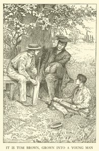 Kuvitus Tom Brownin koulupäiville (kaiverrus) tekijältä Louis John Rhead