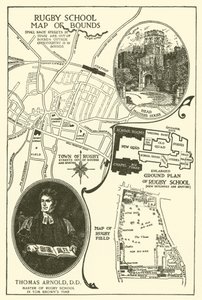 Kuvitus Tom Brownin koulupäiville (kaiverrus) tekijältä Louis John Rhead