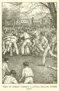 Kuvitus Tom Brownin koulupäiville (kaiverrus) tekijältä Louis John Rhead