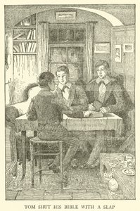 Kuvitus Tom Brownin koulupäiville (kaiverrus) tekijältä Louis John Rhead