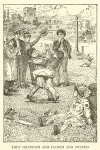 Kuvitus Tom Brownin koulupäiville (kaiverrus) tekijältä Louis John Rhead