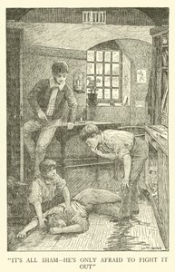 Kuvitus Tom Brownin koulupäiville (kaiverrus) tekijältä Louis John Rhead