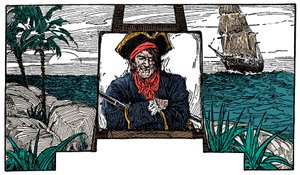 Kuvitus Robert Louis Stevensonin Treasure Islandille tekijältä Louis John Rhead
