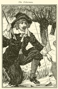 Kalastaja (kaiverrus) tekijältä Louis John Rhead
