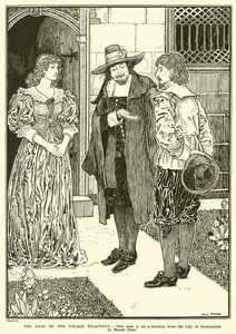 Kaunis palatsin portti (kaiverrus) tekijältä Louis John Rhead