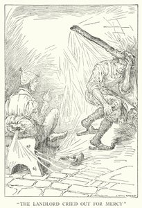 "Vuokranantaja huusi armoa" (litho) tekijältä Louis John Rhead