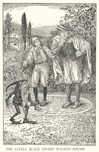 Pieni musta kääpiö käveli ympäri (litho) tekijältä Louis John Rhead