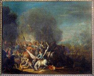 Taistelukohtausmaalaus Louis Joseph Watteau dit Watteau de Lille (1731-1798)