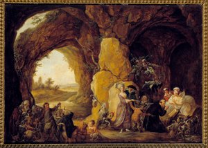 Pyhän Antoniuksen kiusaus Erakko Pyhä Antonius Suuri (251-356) (tai pyhä Antonius Erakko tai Pyhä Anthony Abbe) joutuu autiomaassa paholaisen kiusauksiin. Louis Joseph Watteaun maalaus Watteau de Lillessä (1731-179