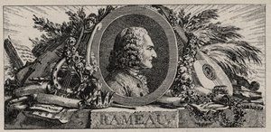 Jean-Philippe Rameau (1683-1764) muotokuva Louis-Joseph Masquelierin kaiverruksesta tekijältä Louis Joseph I Masquelier