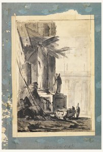 Piirros, Rauniofantasia, n. 1762 tekijältä Louis Joseph Le Lorrain