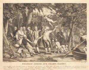 Mirabeau saapuu Champs-Élisésille tekijältä Louis Joseph Masquelier after Jean Michel Moreau