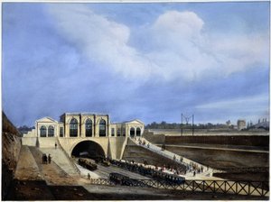 Rautatie Pariisista Saint Germainiin - Arnoutin "Pariisissa vuonna 1837". tekijältä Louis Jules Arnout