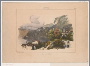 Näkymä Trasimeno-järvelle Italiassa Lac Trasimene (otsikko esineessä) Villeneuven muistoja Italiasta (sarjan nimi) Villeneuve. Souvenirs d